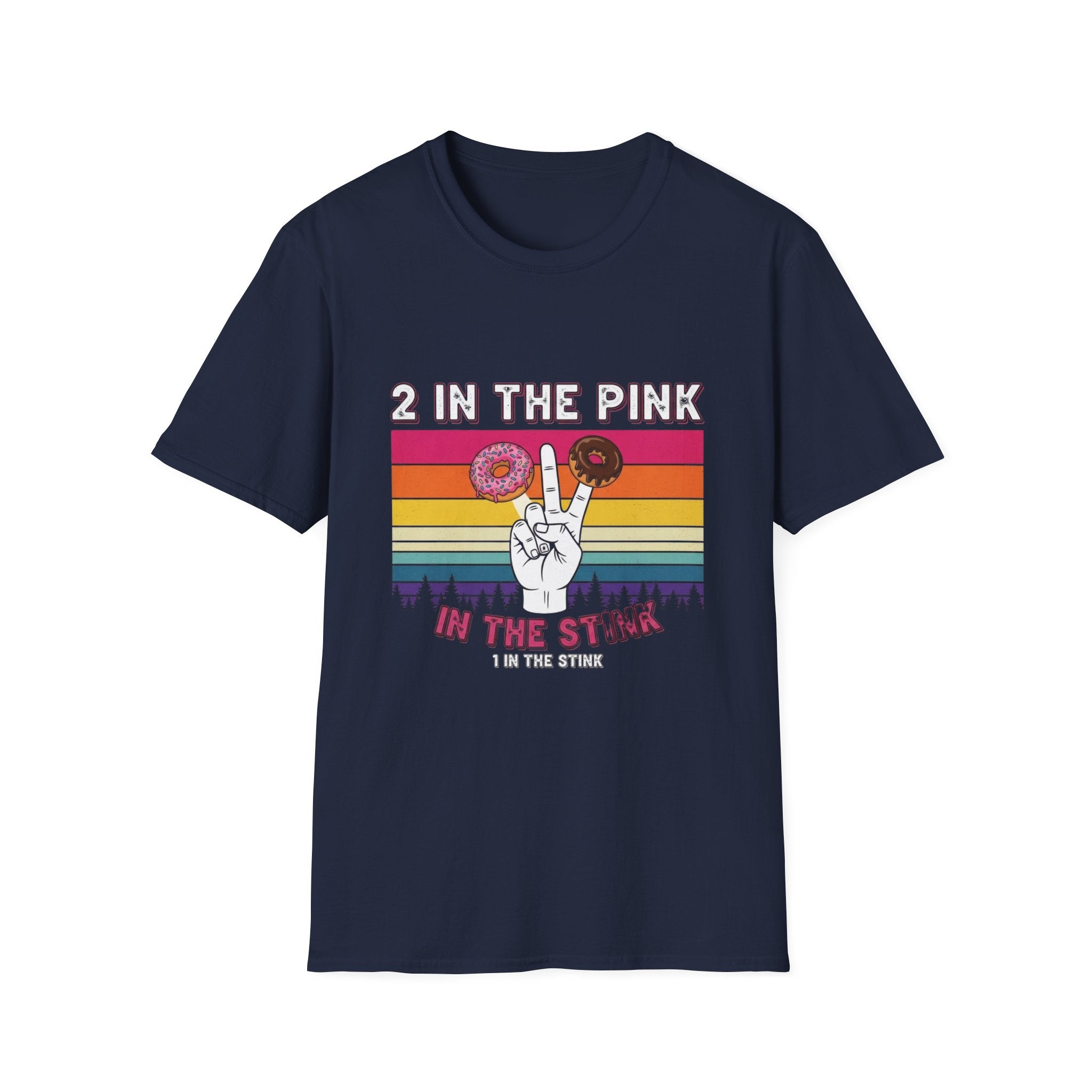 2 In The Pink Donut Peace Sign T‑Shirt — Retro Rainbow Dessert Graphic Tee
