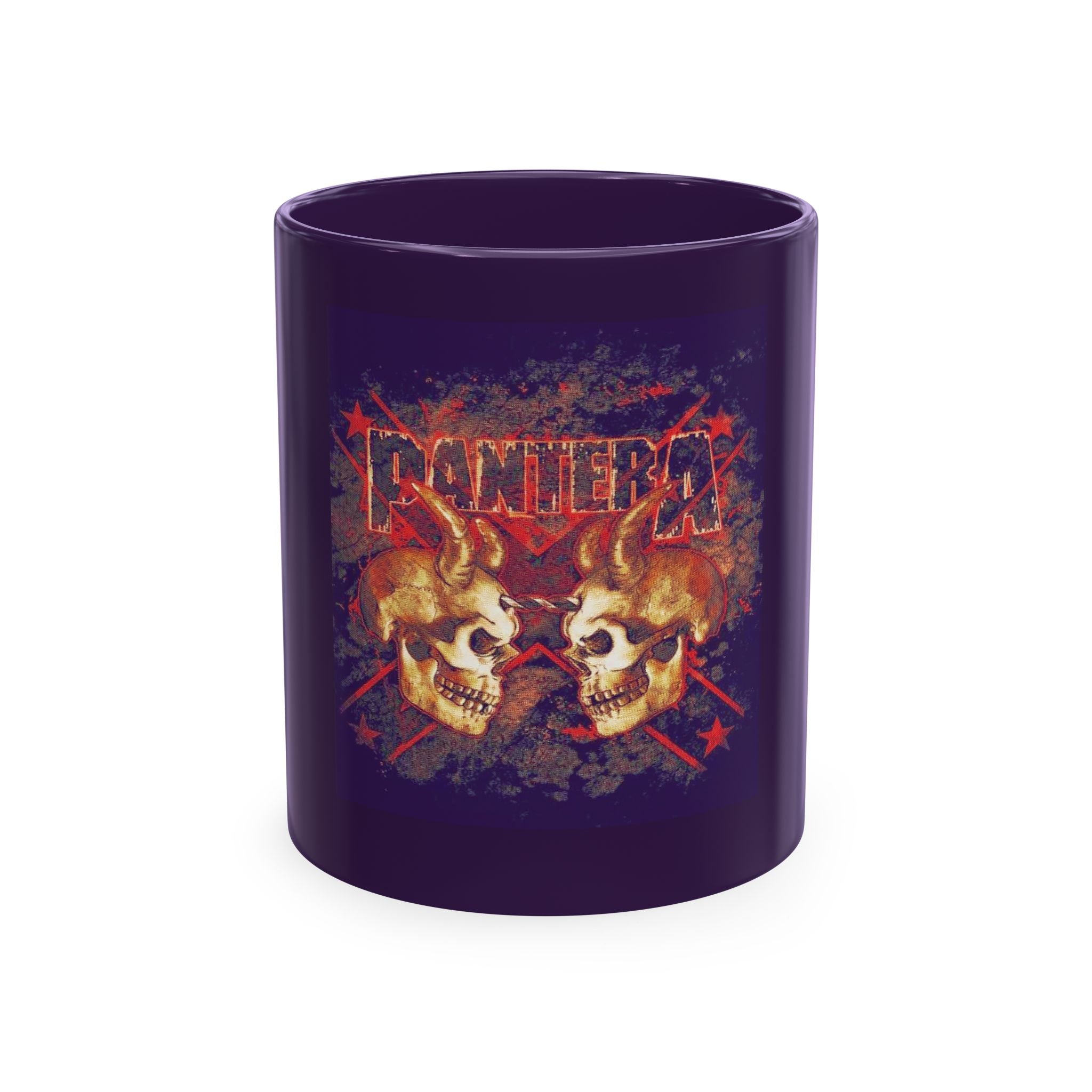 Skull Clash Ceramic Mug — Vintage Rock Tattoo Coffee Cup
