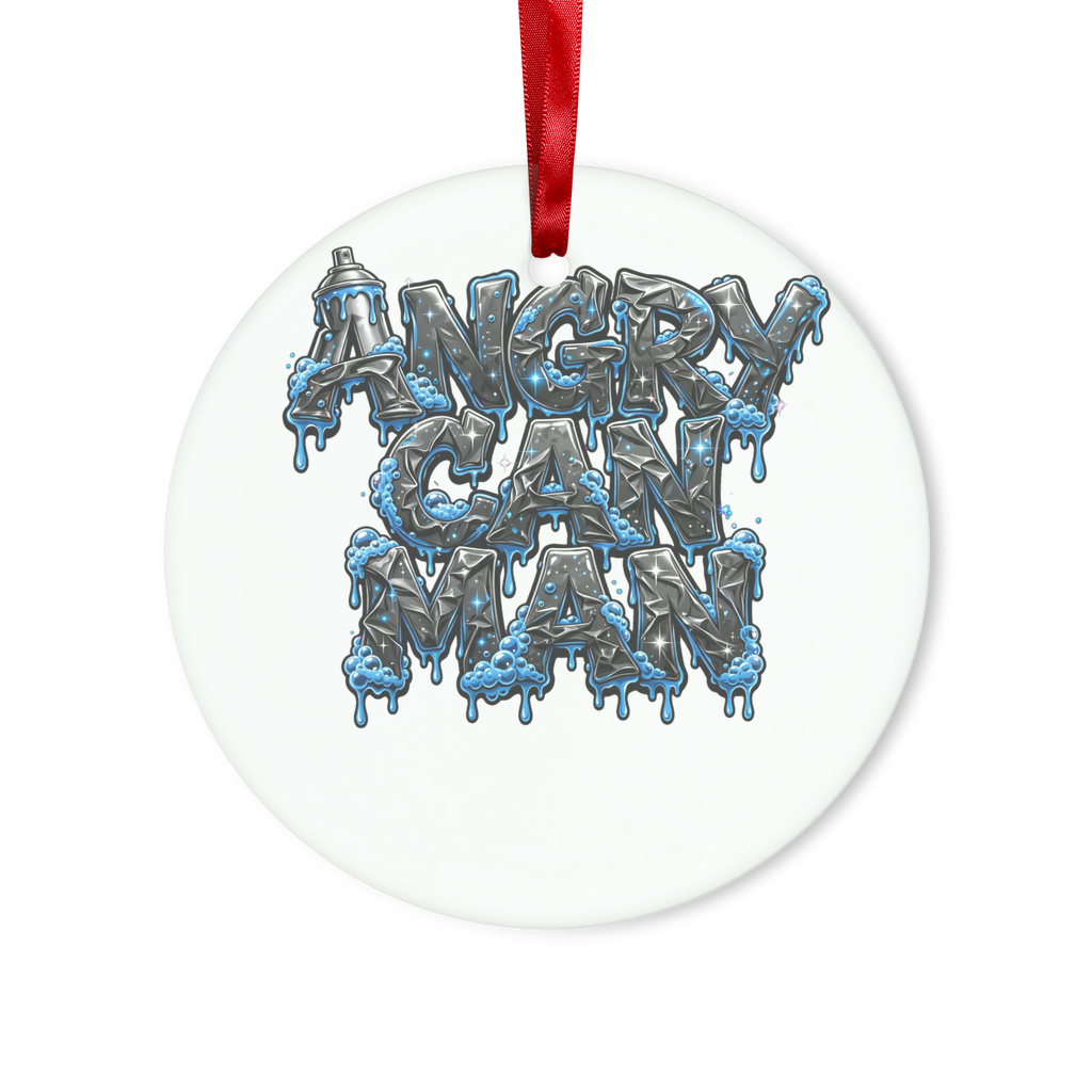 ANGRY CAN MAN 2.0 Glass Hanging Ornament