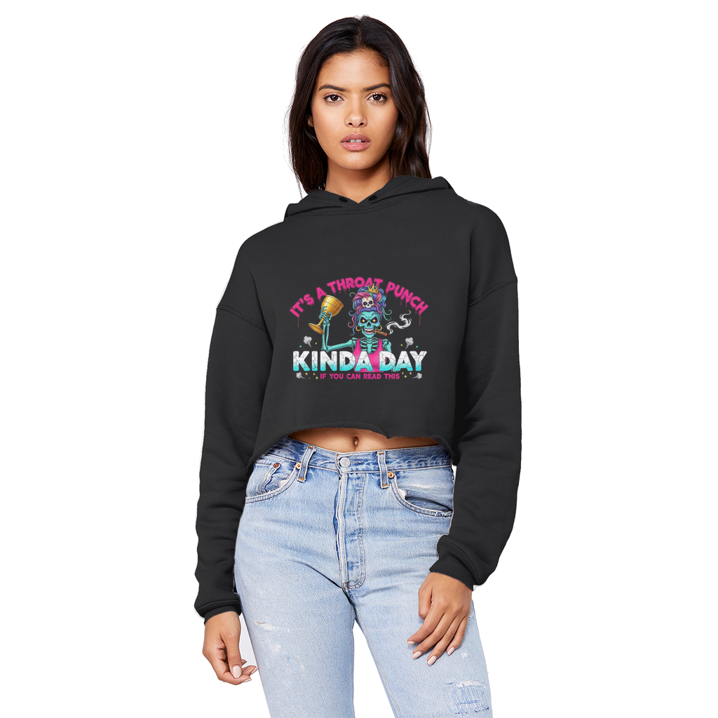 AOP Cropped Raw Edge Boyfriend Hoodie