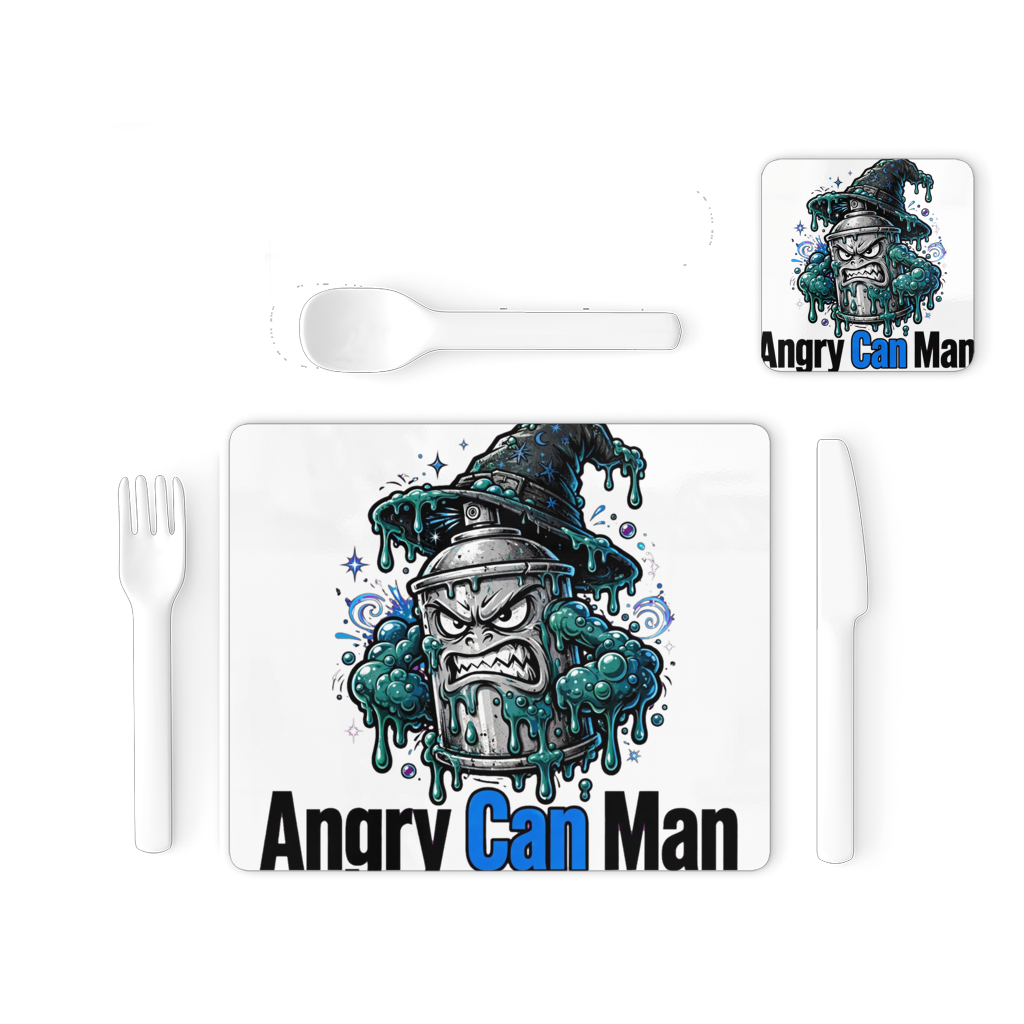 ANGRY CAN MAN 2.0 Single Placemat and Coaster Set