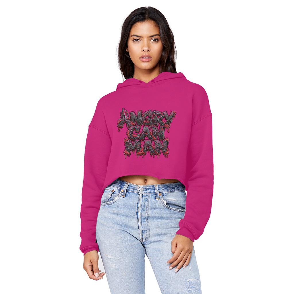 ANGRY CAN MAN 2.0 Cropped Raw Edge Boyfriend Hoodie