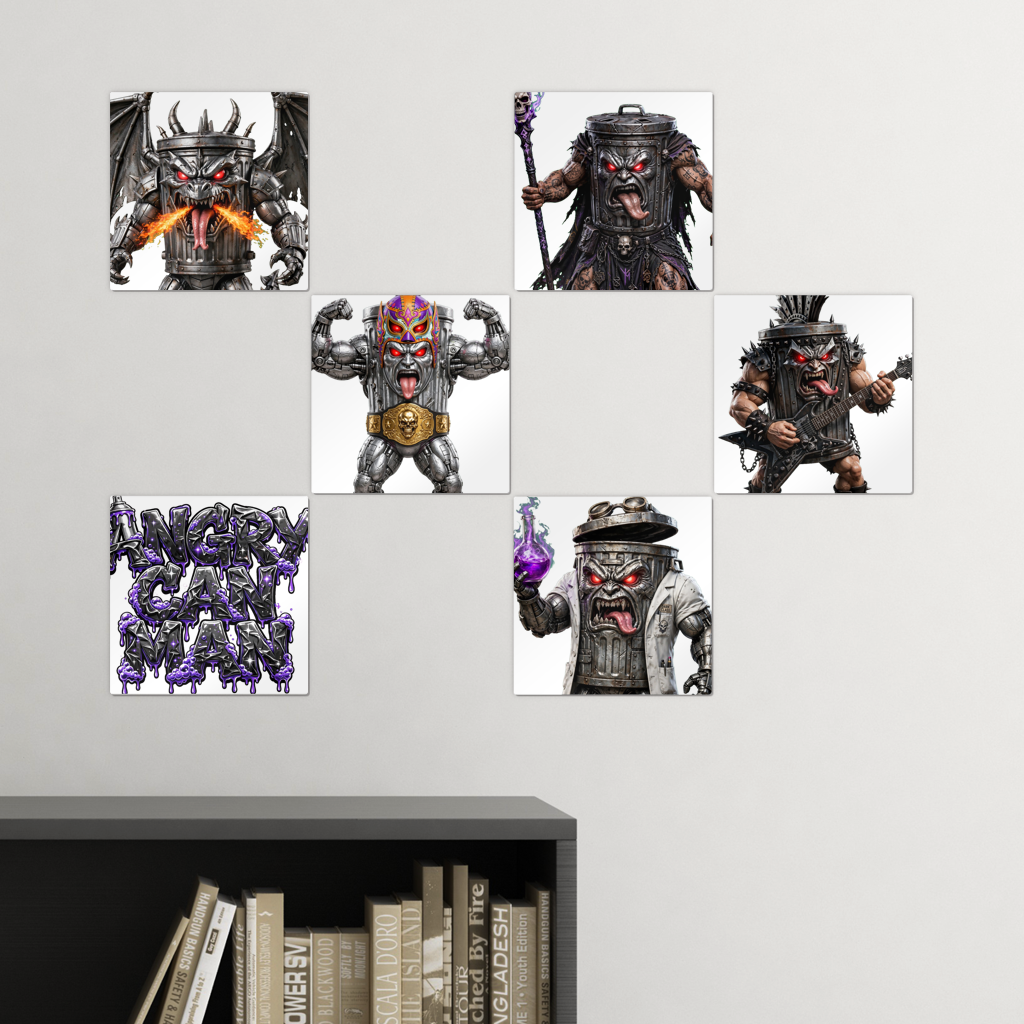 ANGRY CAN MAN 3.0 Square Wall Tiles Set of 6