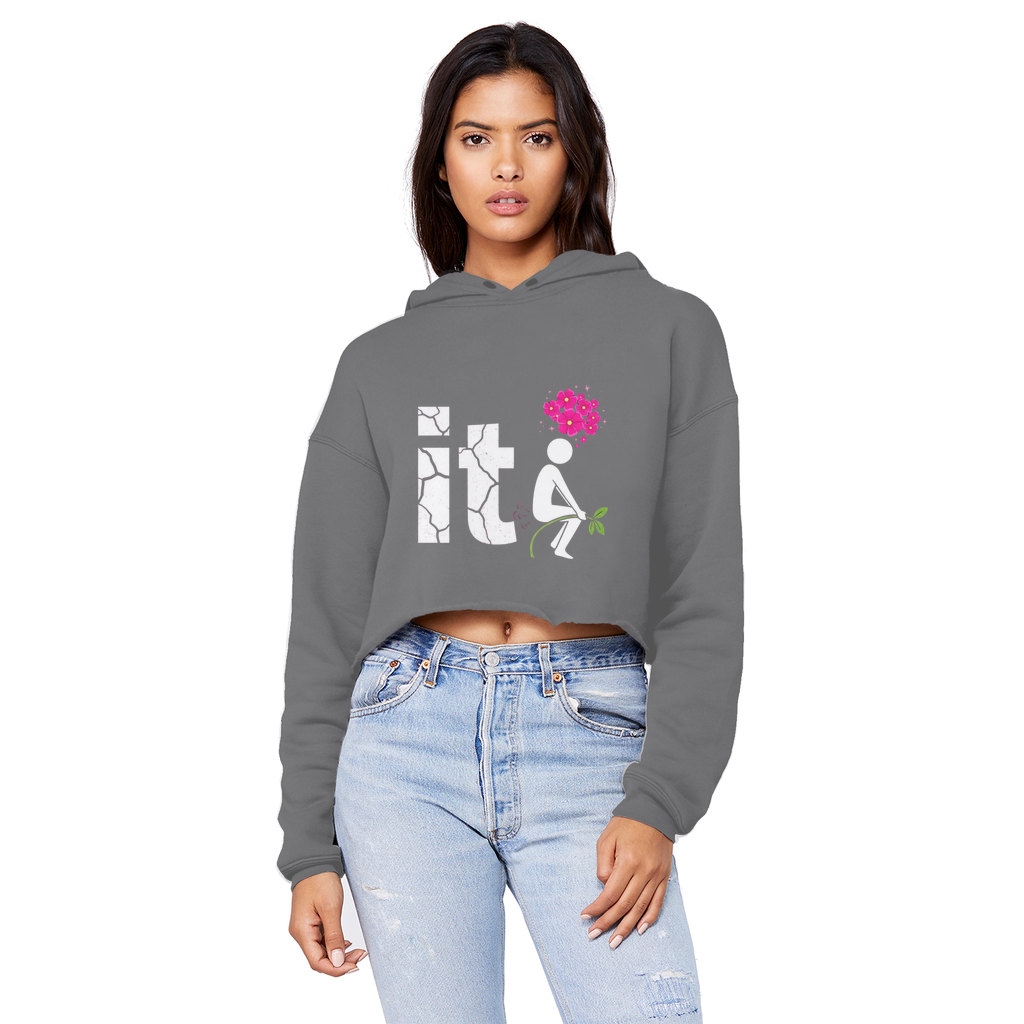 SARCASM 105 Cropped Raw Edge Boyfriend Hoodie
