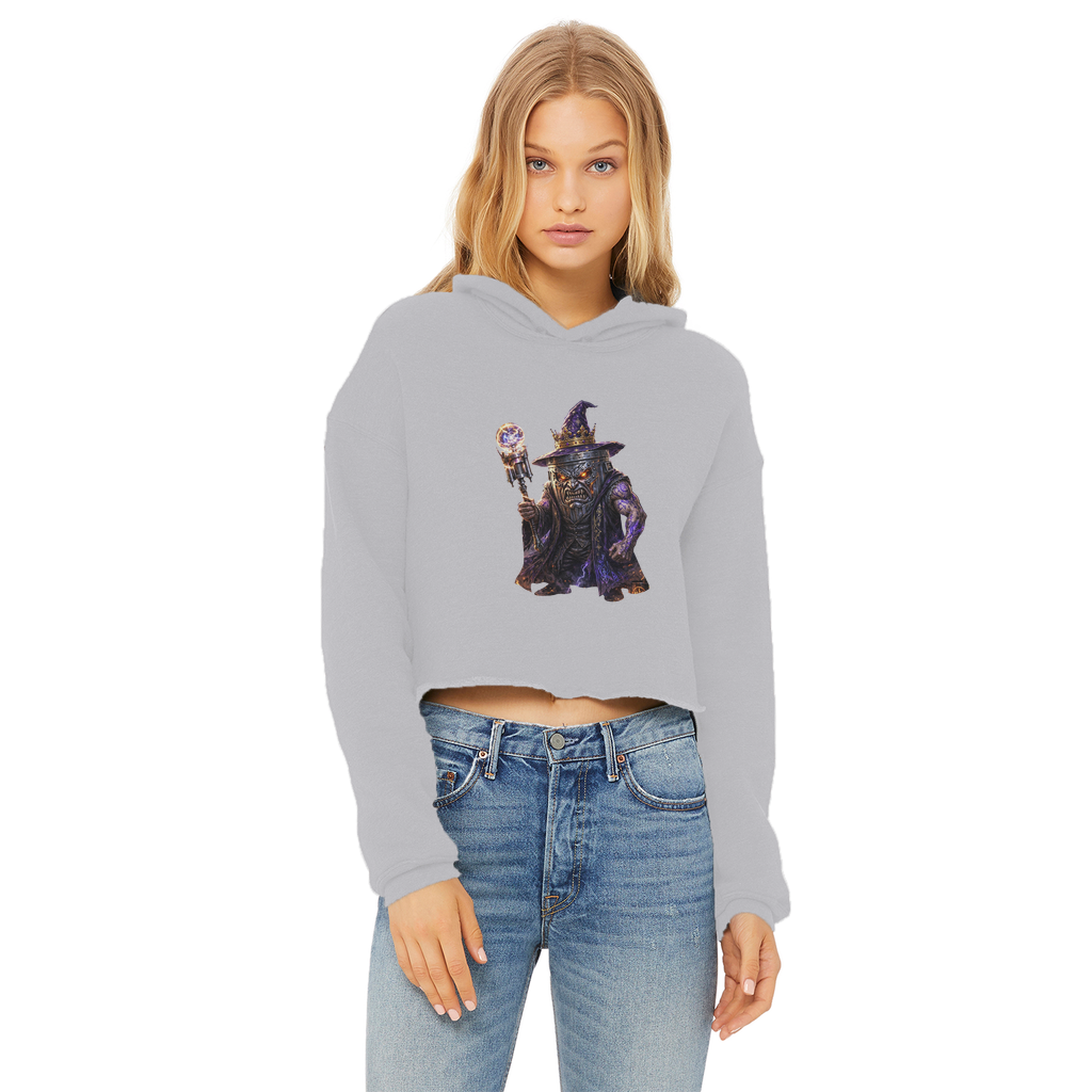 angry can man Ladies Cropped Raw Edge Hoodie