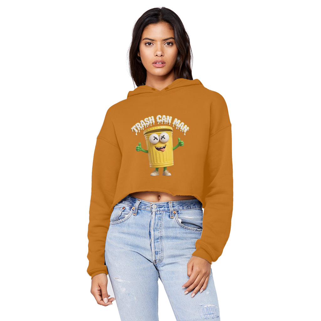 TRASH CAN MAN Cropped Raw Edge Boyfriend Hoodie