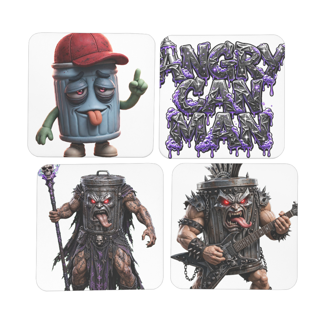 ANGRY CAN MAN 3.0 Hardboard Coaster Set of 4