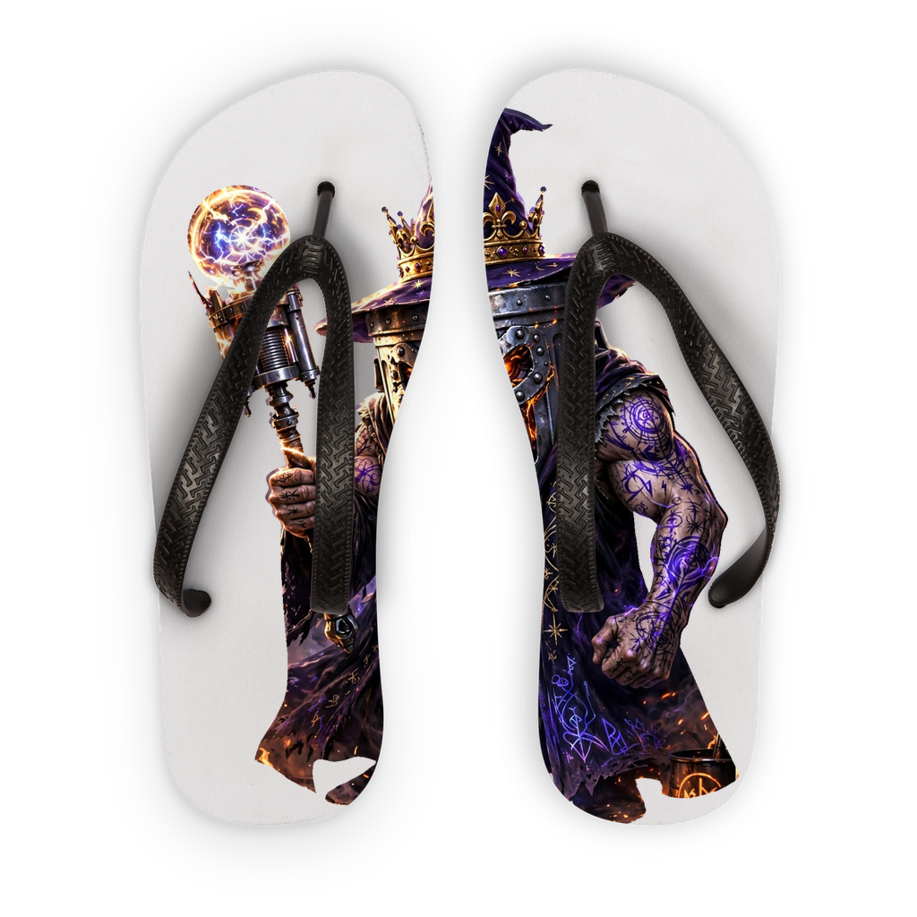 angry can man Adult Flip Flops