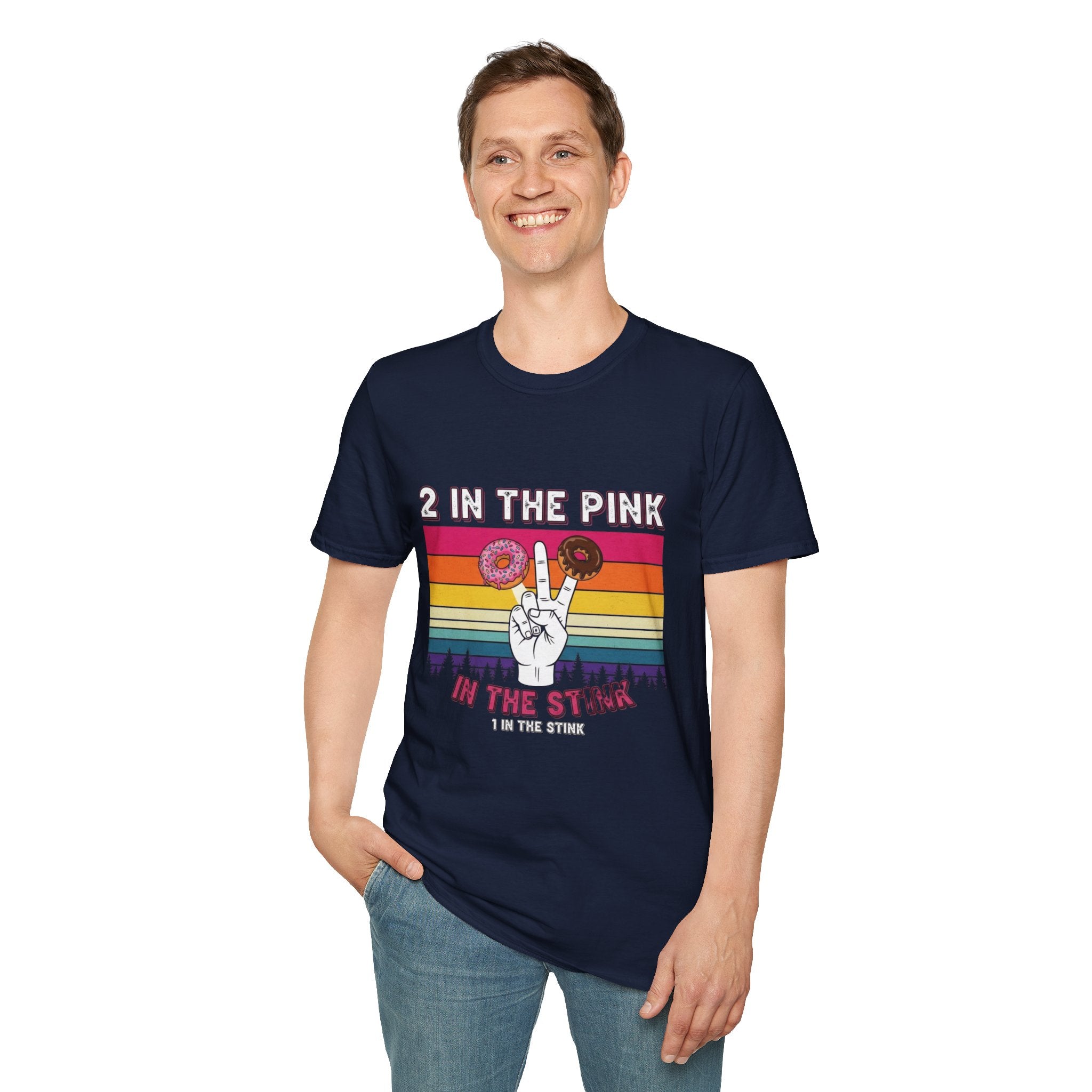 2 In The Pink Donut Peace Sign T‑Shirt — Retro Rainbow Dessert Graphic Tee