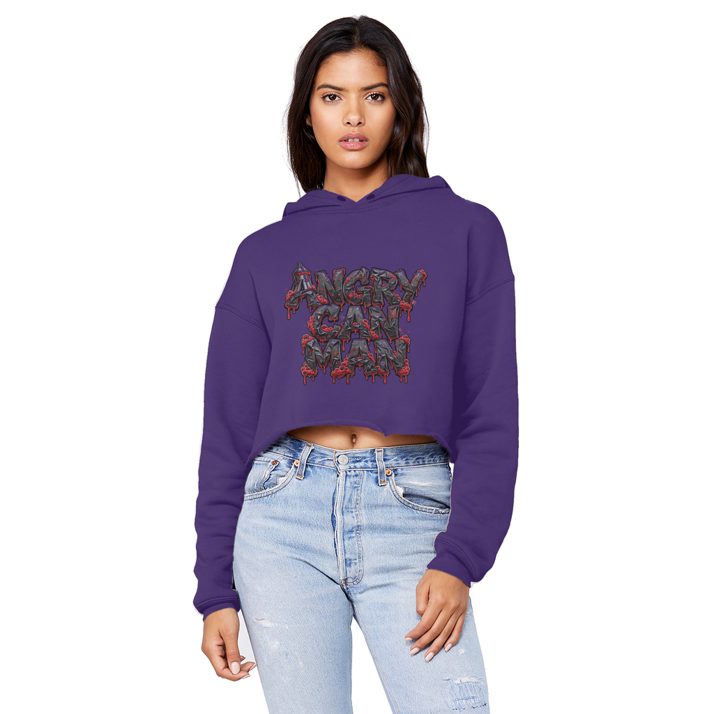 ANGRY CAN MAN 2.0 Cropped Raw Edge Boyfriend Hoodie