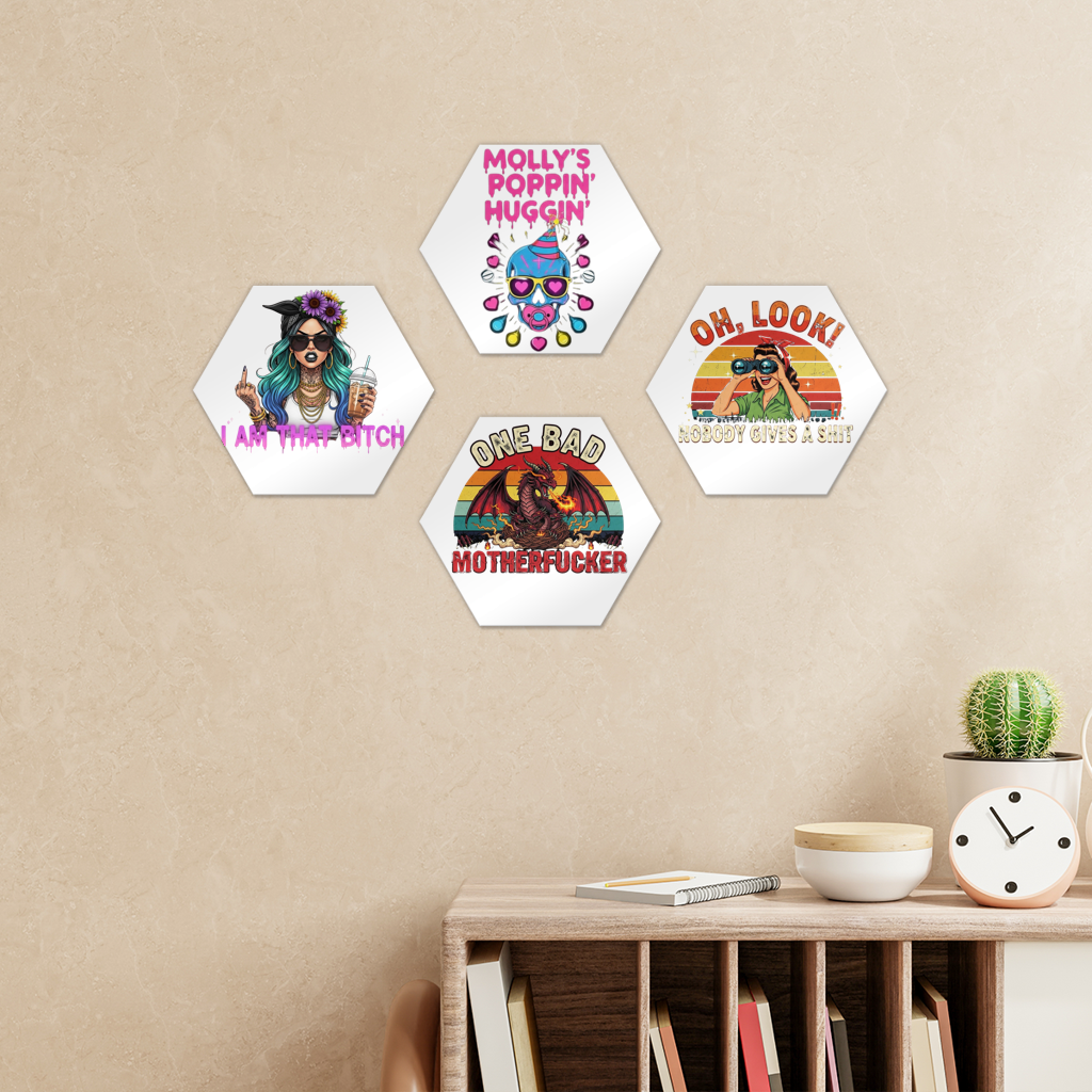 SARCASM 105 Hexagon Wall Tiles Set of 4