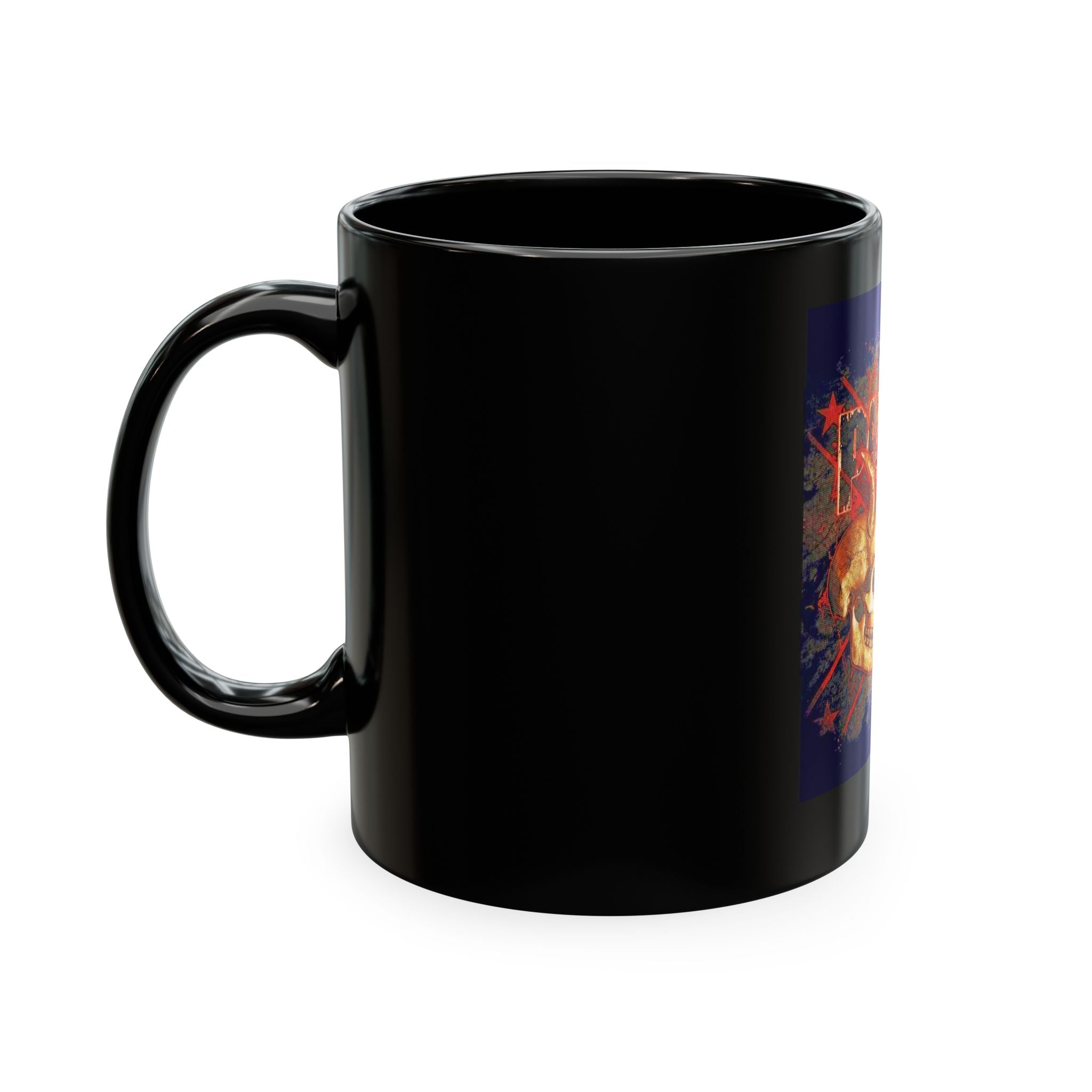 Skull Clash Ceramic Mug — Vintage Rock Tattoo Coffee Cup