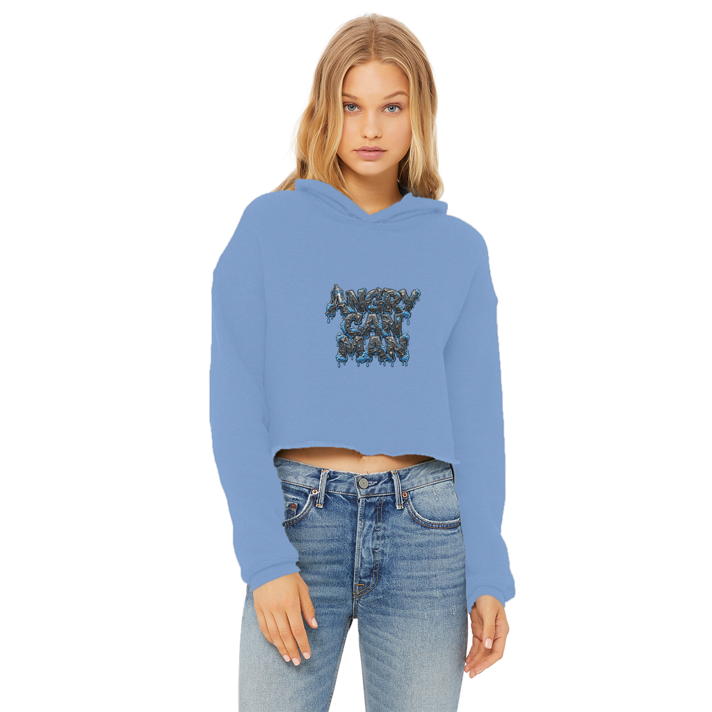 ANGRY CAN MAN 2.0 Ladies Cropped Raw Edge Hoodie