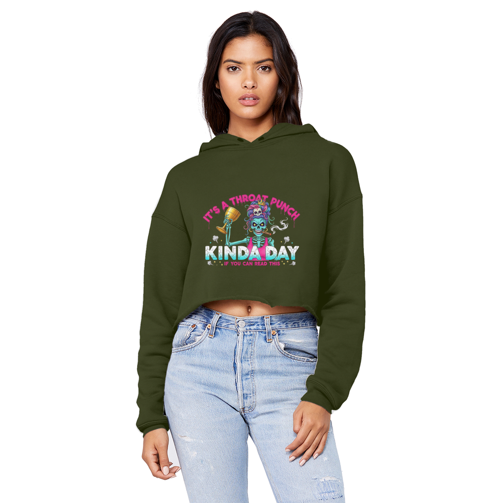 AOP Cropped Raw Edge Boyfriend Hoodie