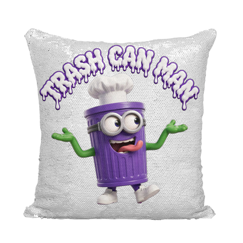 TRASH CAN MAN Sequin Cushion Cover