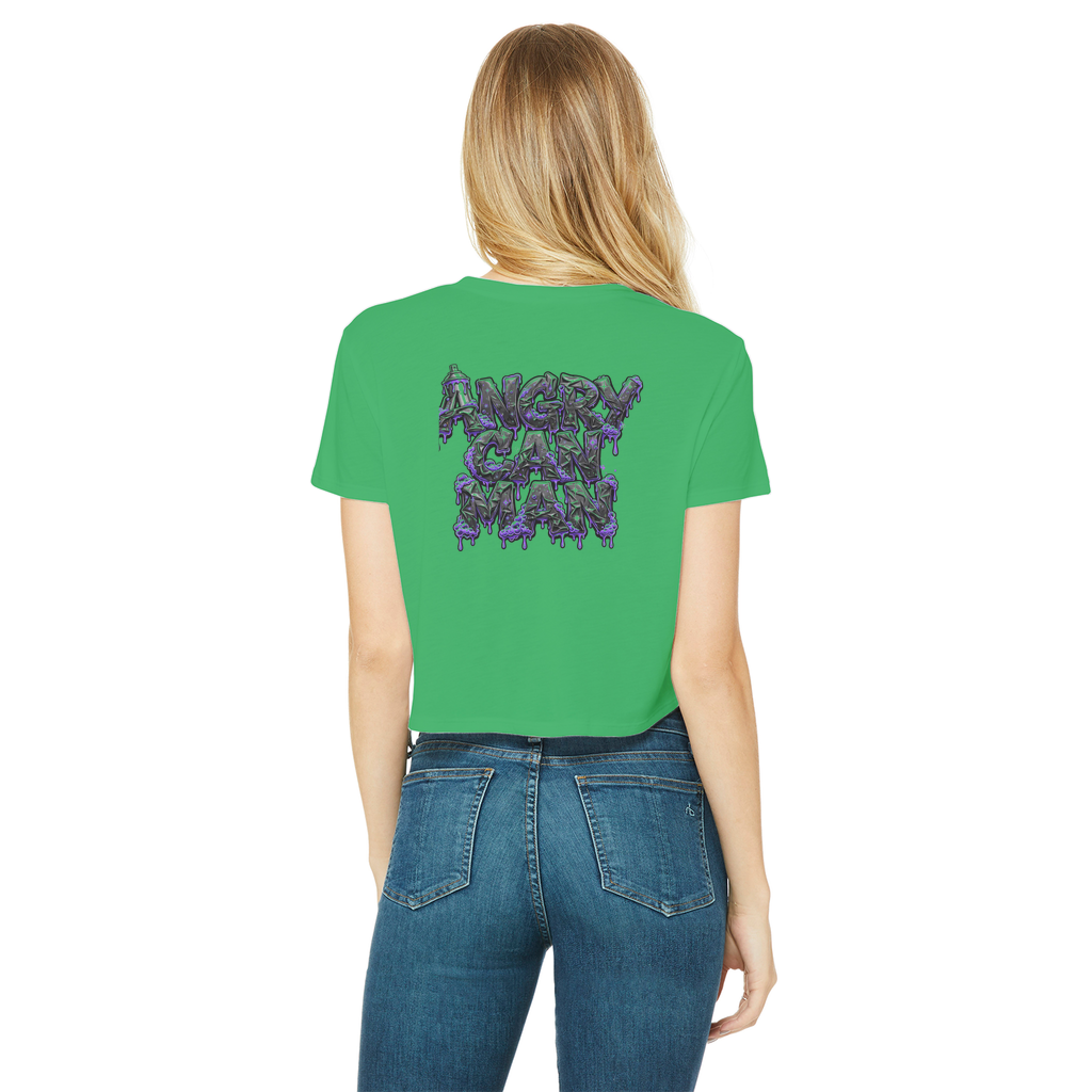 ANGRY CAN MAN 3.0 Classic Women's Cropped Raw Edge T-Shirt
