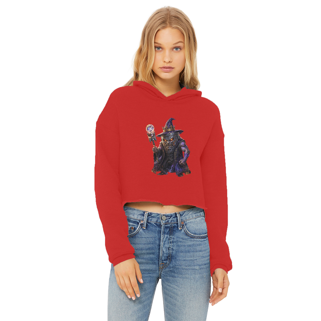 angry can man Ladies Cropped Raw Edge Hoodie
