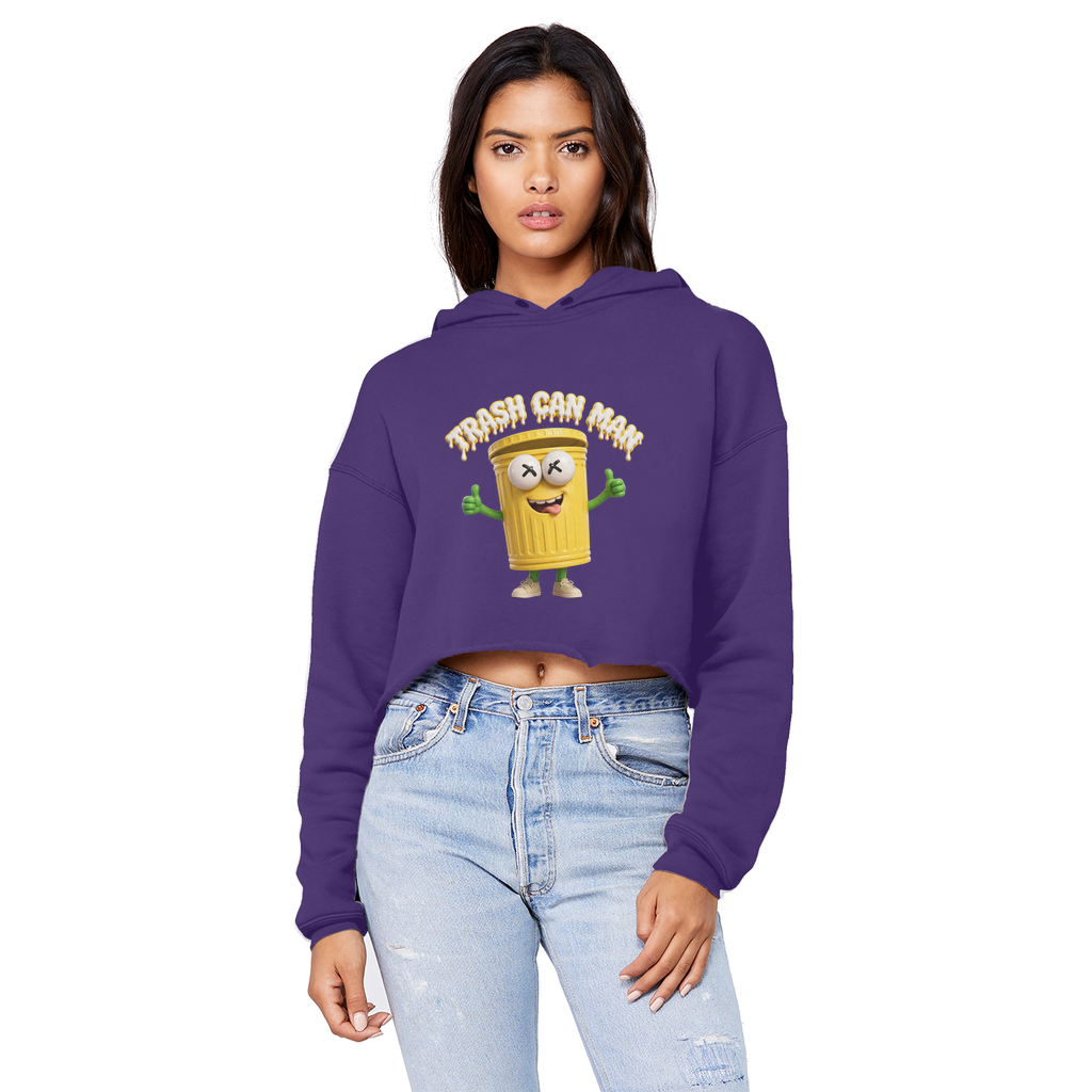 TRASH CAN MAN Cropped Raw Edge Boyfriend Hoodie