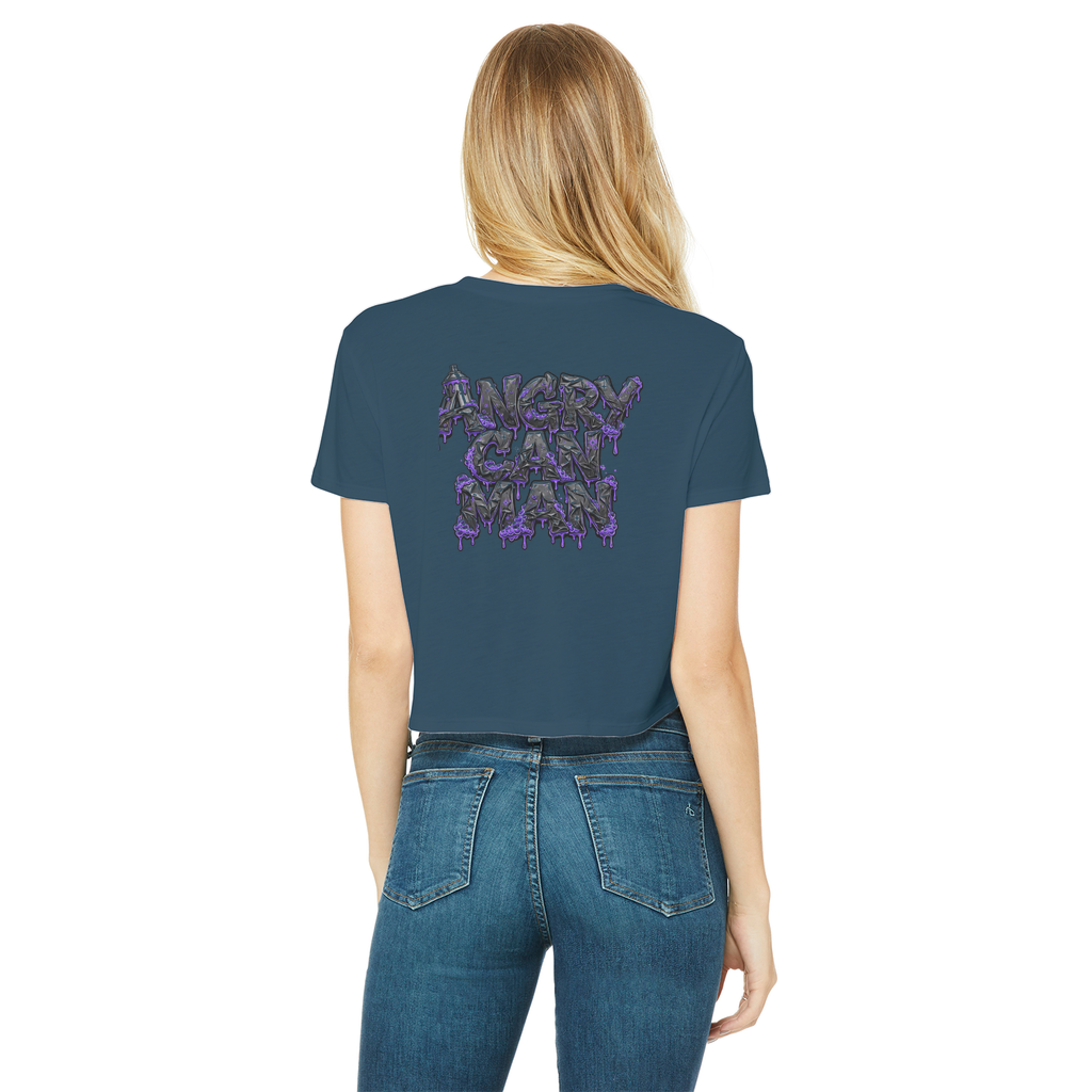 ANGRY CAN MAN 3.0 Classic Women's Cropped Raw Edge T-Shirt