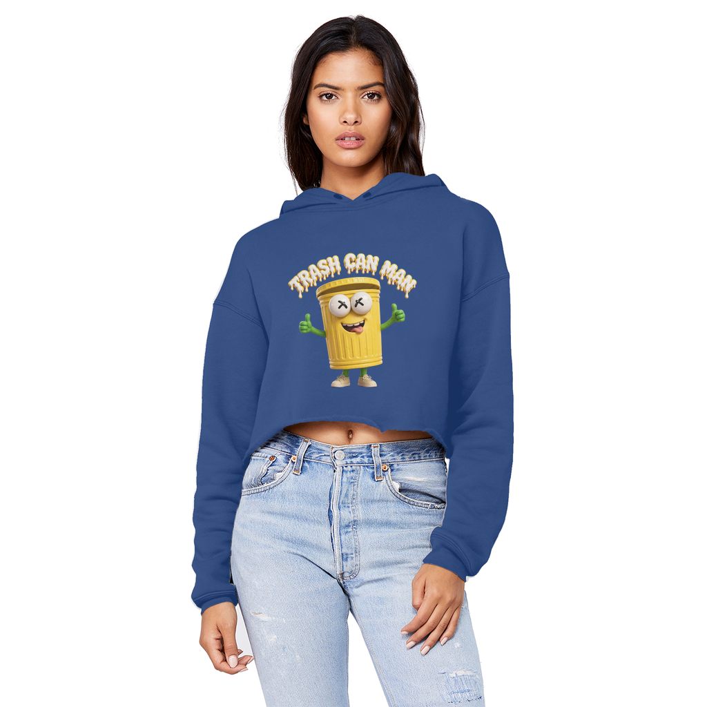 TRASH CAN MAN Cropped Raw Edge Boyfriend Hoodie