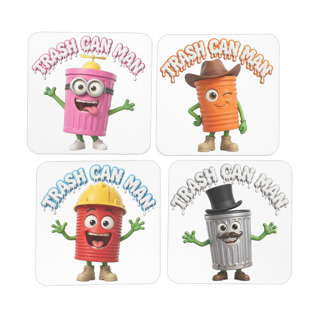 TRASH CAN MAN Hardboard Coaster Set of 4