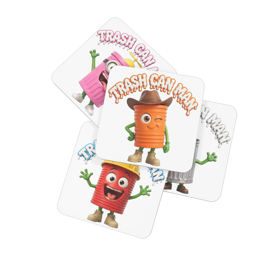 TRASH CAN MAN Hardboard Coaster Set of 4