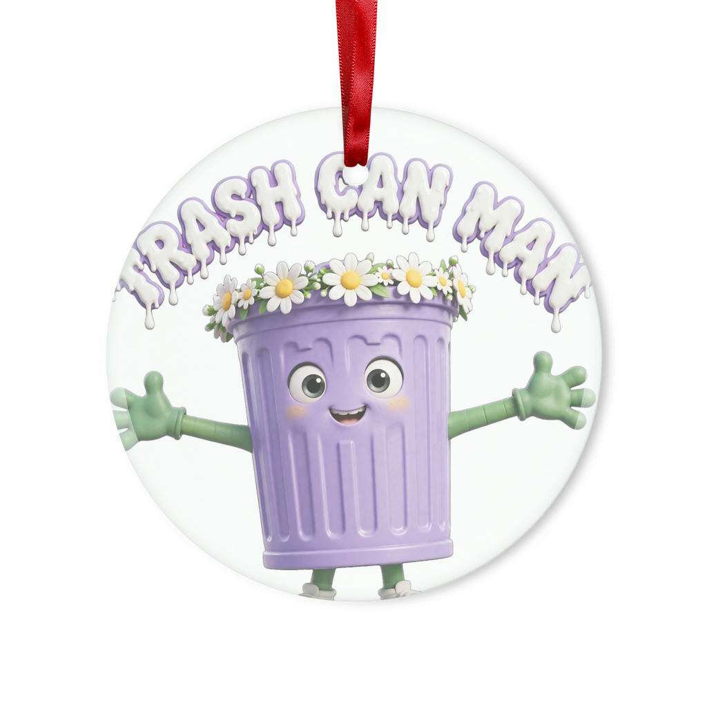 TRASH CAN MAN Glass Hanging Ornament