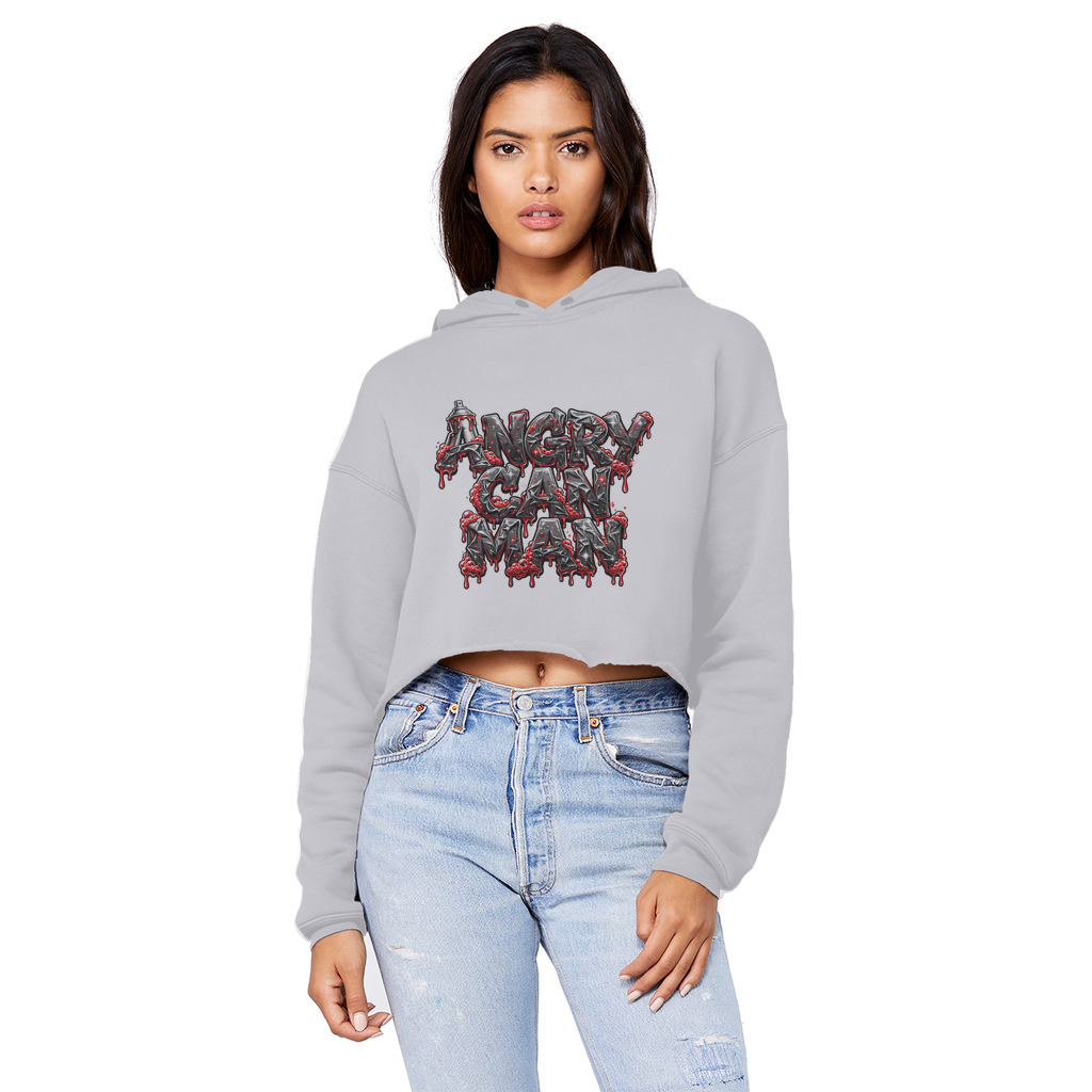 ANGRY CAN MAN 2.0 Cropped Raw Edge Boyfriend Hoodie