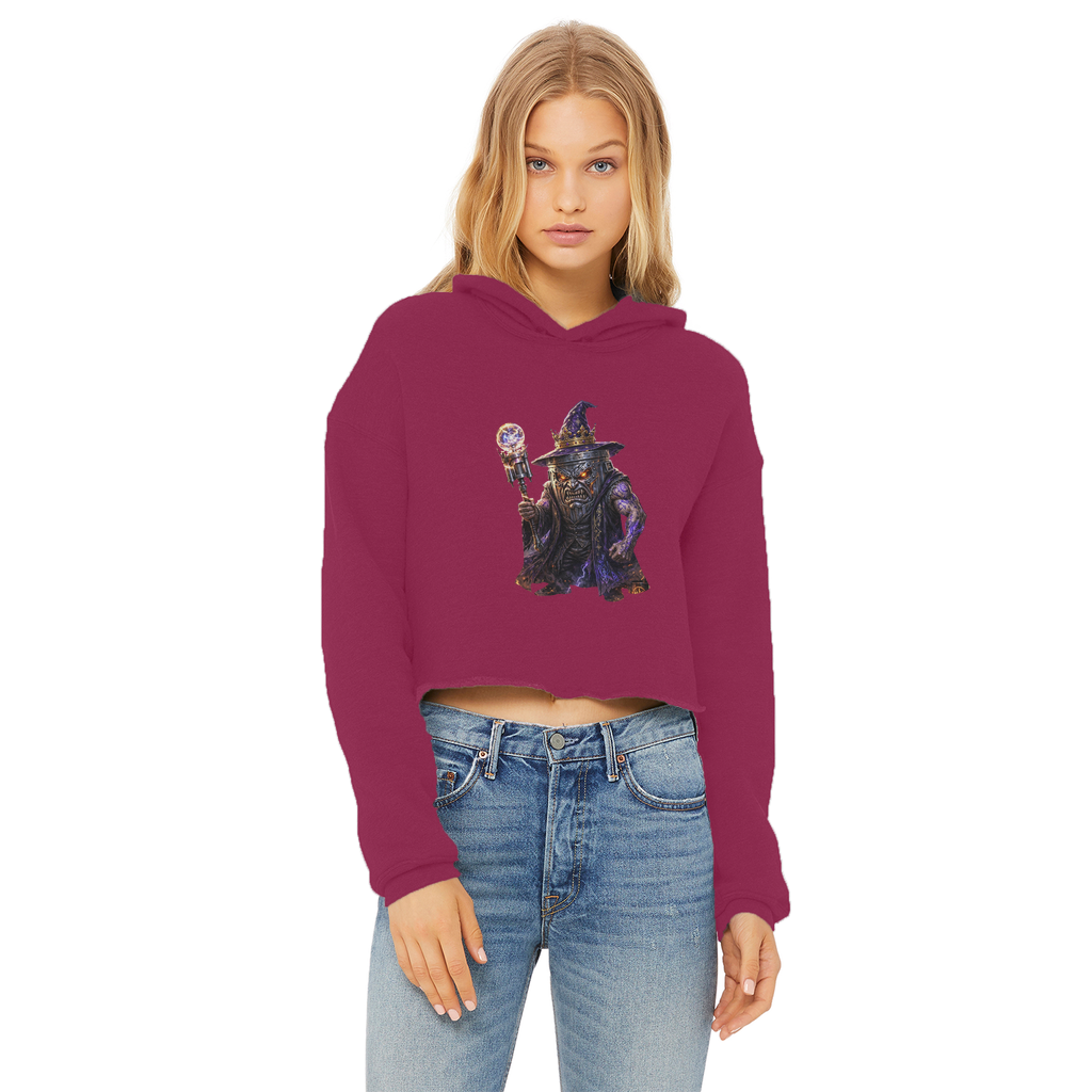 angry can man Ladies Cropped Raw Edge Hoodie
