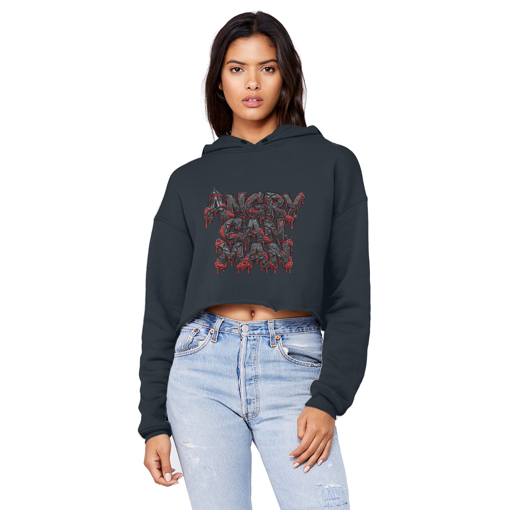 ANGRY CAN MAN 2.0 Cropped Raw Edge Boyfriend Hoodie