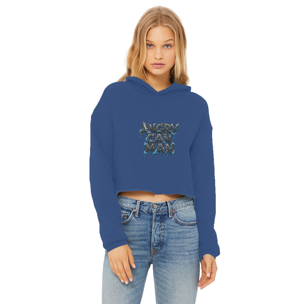 ANGRY CAN MAN 2.0 Ladies Cropped Raw Edge Hoodie