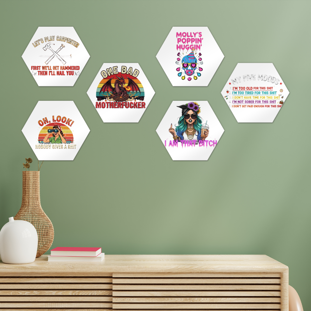 SARCASM 105 Hexagon Wall Tiles Set of 6
