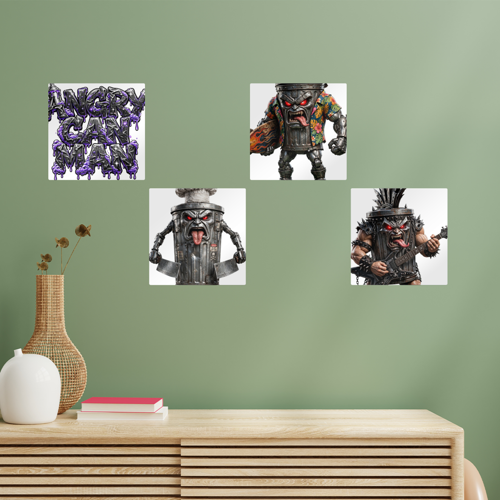 ANGRY CAN MAN 3.0 Square Wall Tiles Set of 4