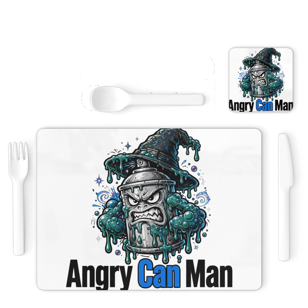 ANGRY CAN MAN 2.0 Single Placemat and Coaster Set