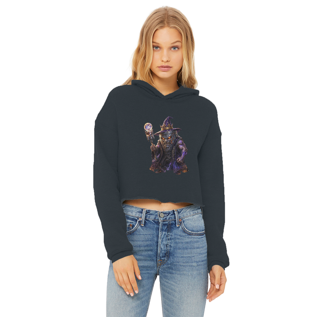 angry can man Ladies Cropped Raw Edge Hoodie