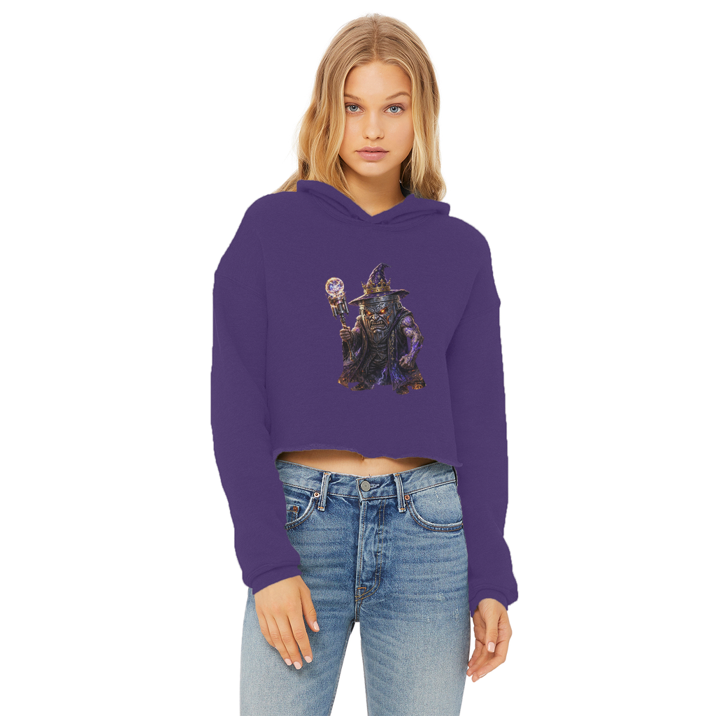 angry can man Ladies Cropped Raw Edge Hoodie