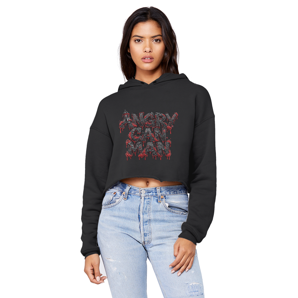 ANGRY CAN MAN 2.0 Cropped Raw Edge Boyfriend Hoodie