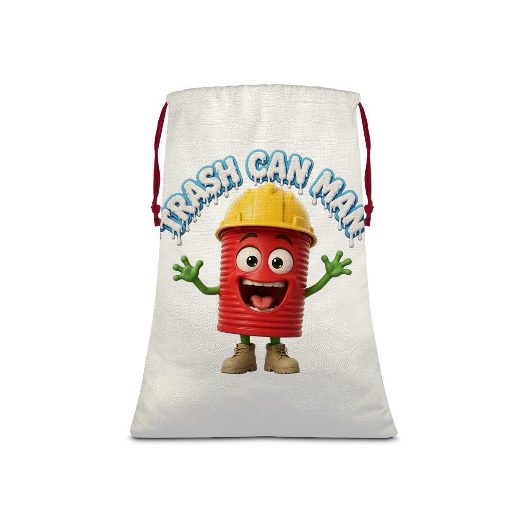 TRASH CAN MAN Sublimation Linen Drawstring Sack