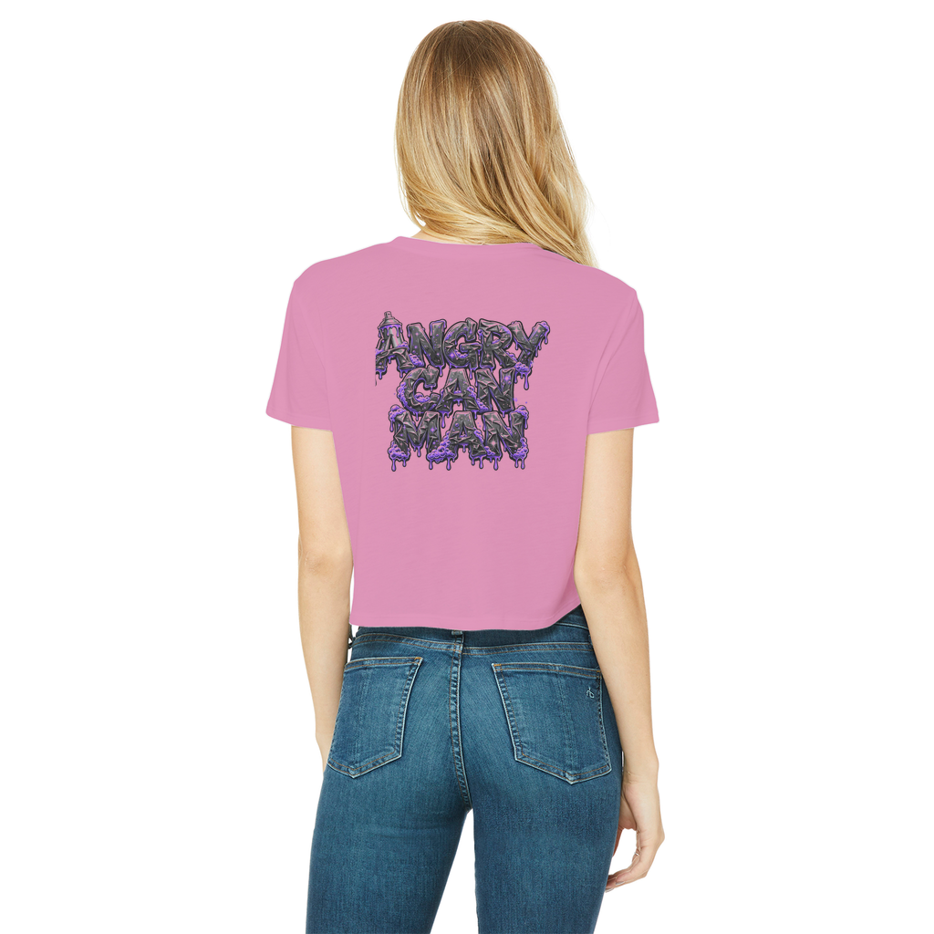 ANGRY CAN MAN 3.0 Classic Women's Cropped Raw Edge T-Shirt