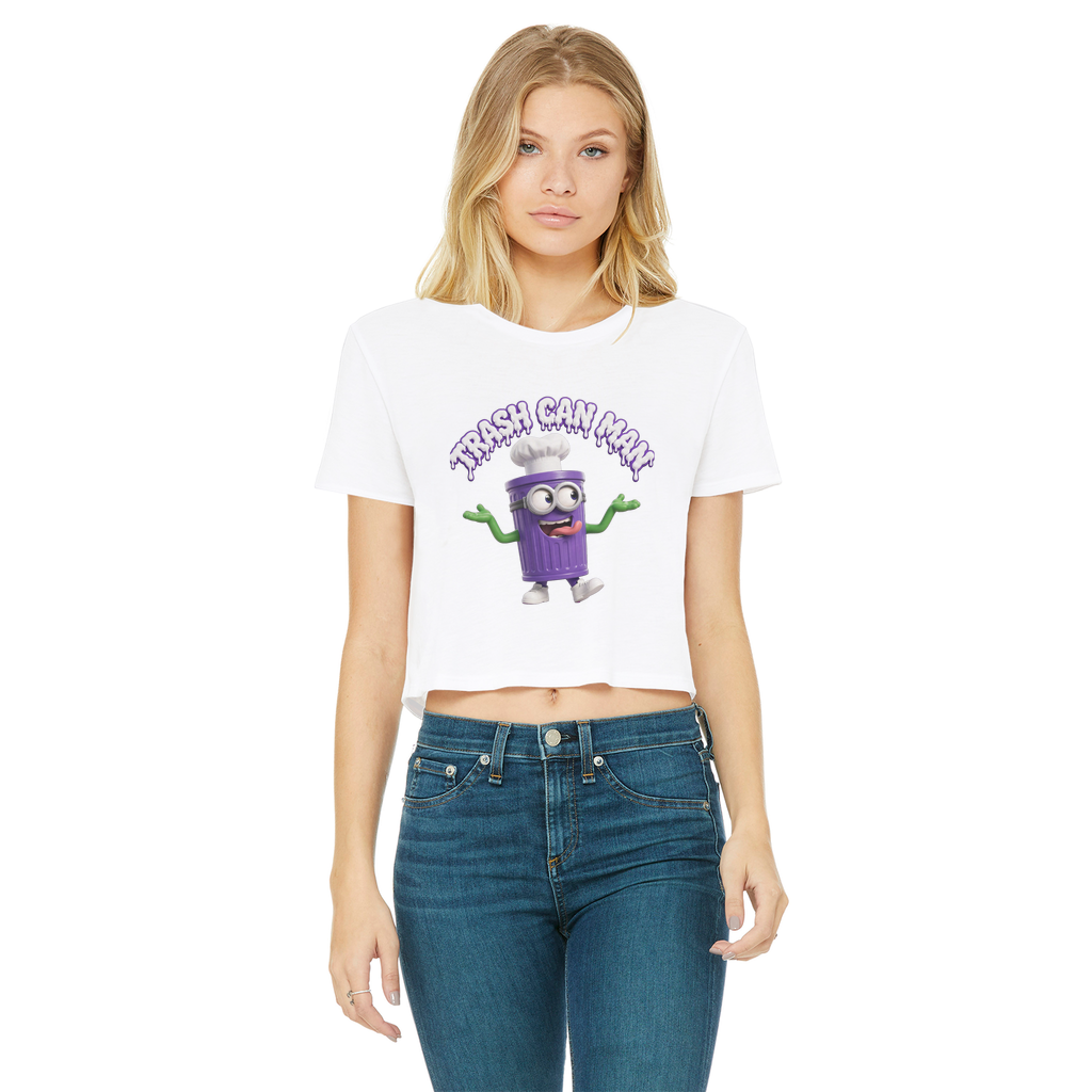 TRASH CAN MAN Classic Women's Cropped Raw Edge T-Shirt
