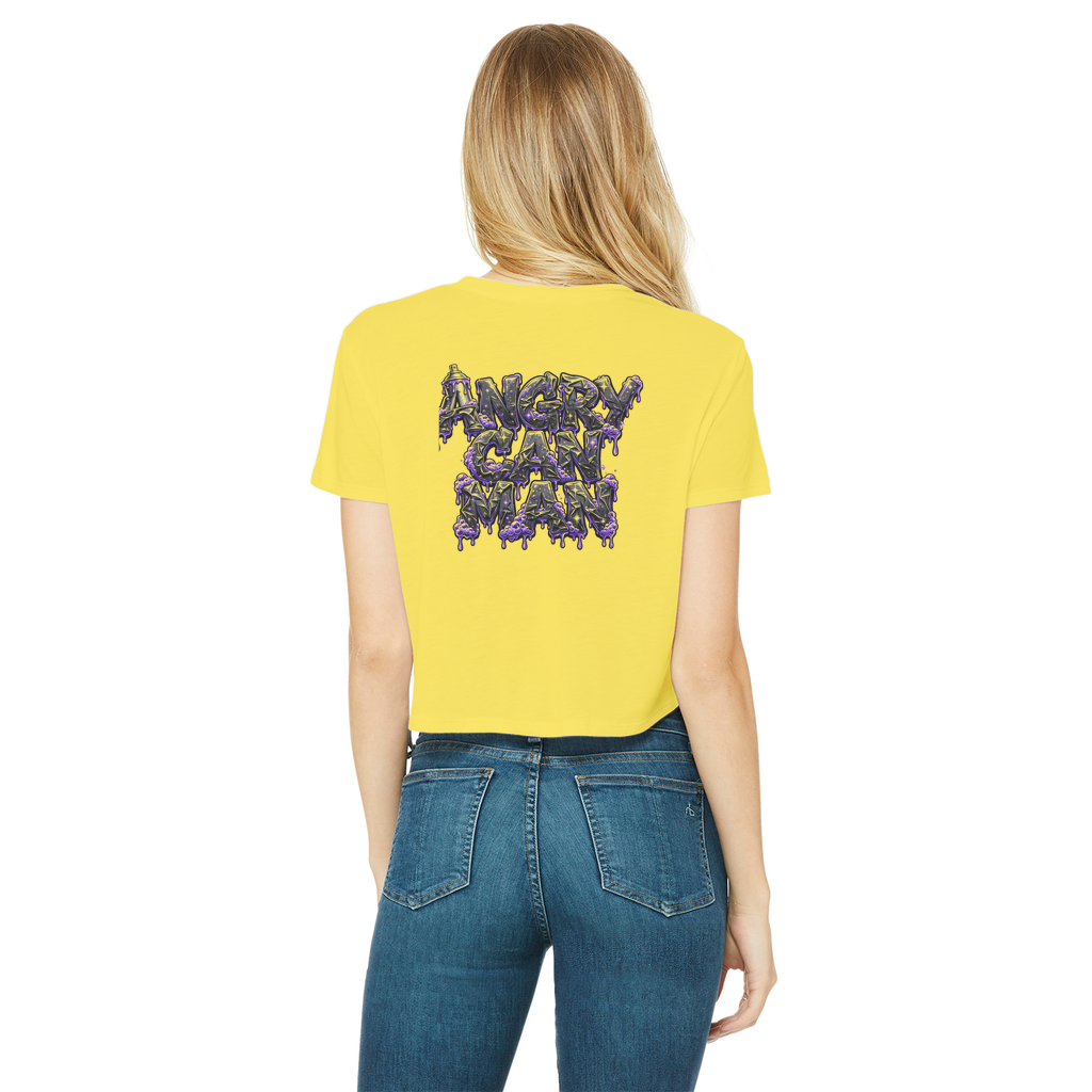 ANGRY CAN MAN 3.0 Classic Women's Cropped Raw Edge T-Shirt