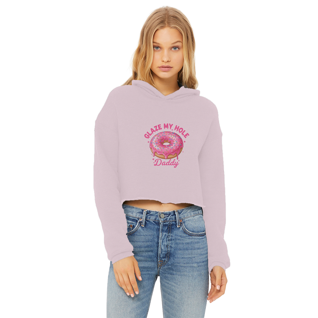AOC Ladies Cropped Raw Edge Hoodie