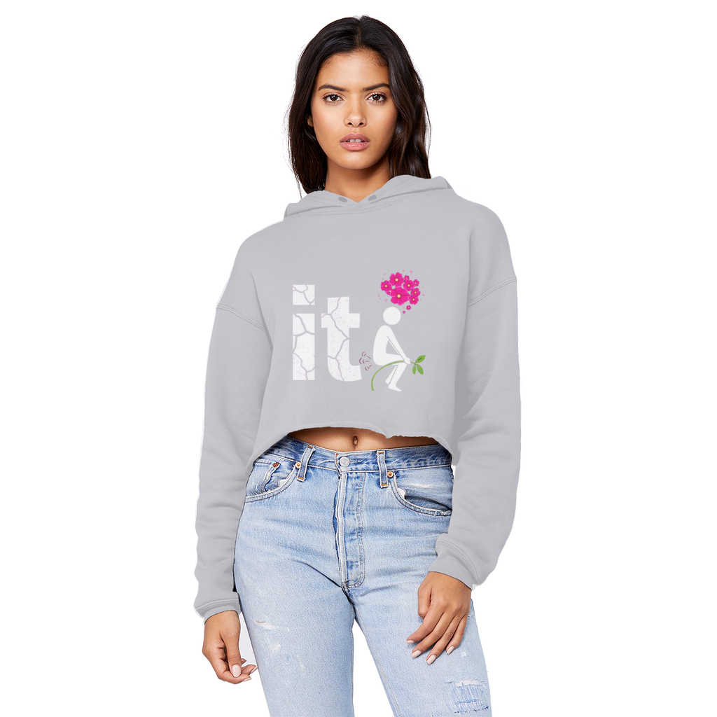 SARCASM 105 Cropped Raw Edge Boyfriend Hoodie