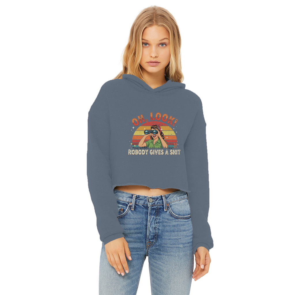 SARCASM 105 Ladies Cropped Raw Edge Hoodie