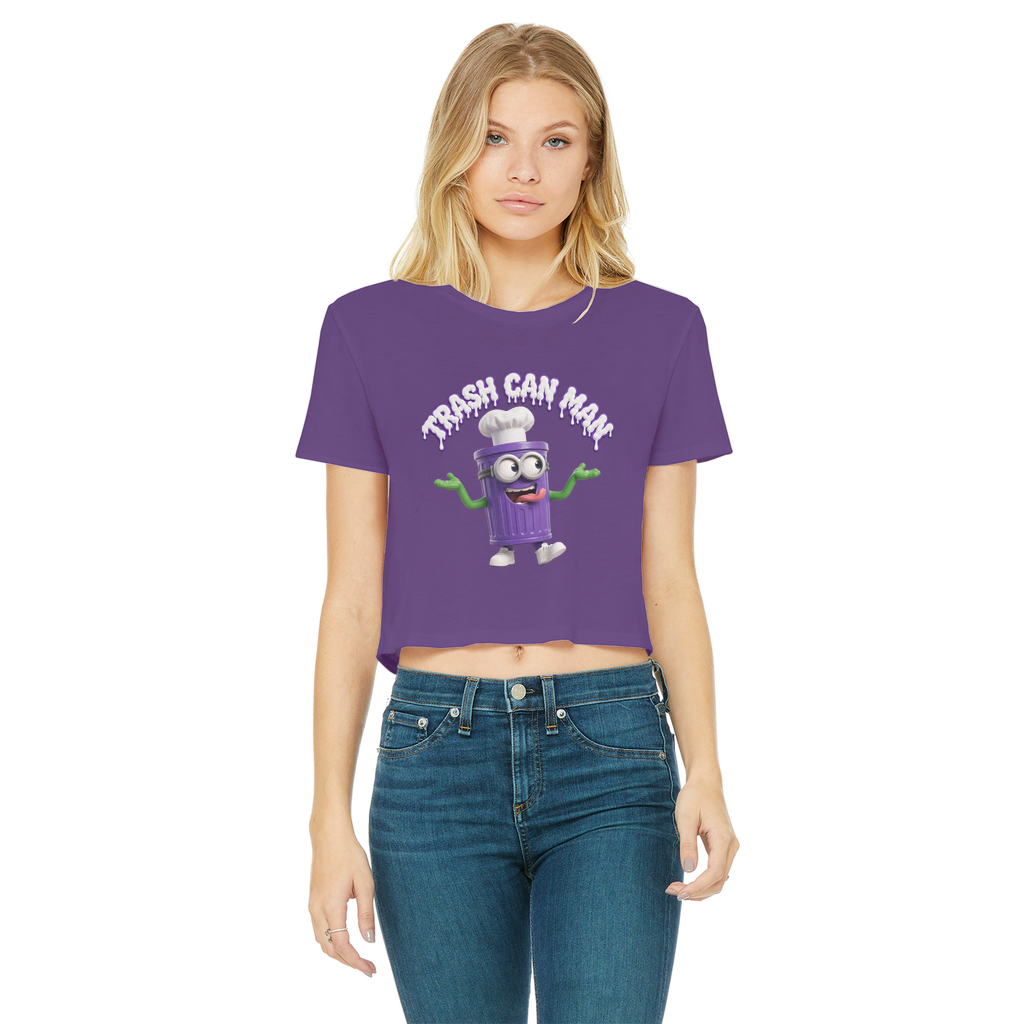 TRASH CAN MAN Classic Women's Cropped Raw Edge T-Shirt