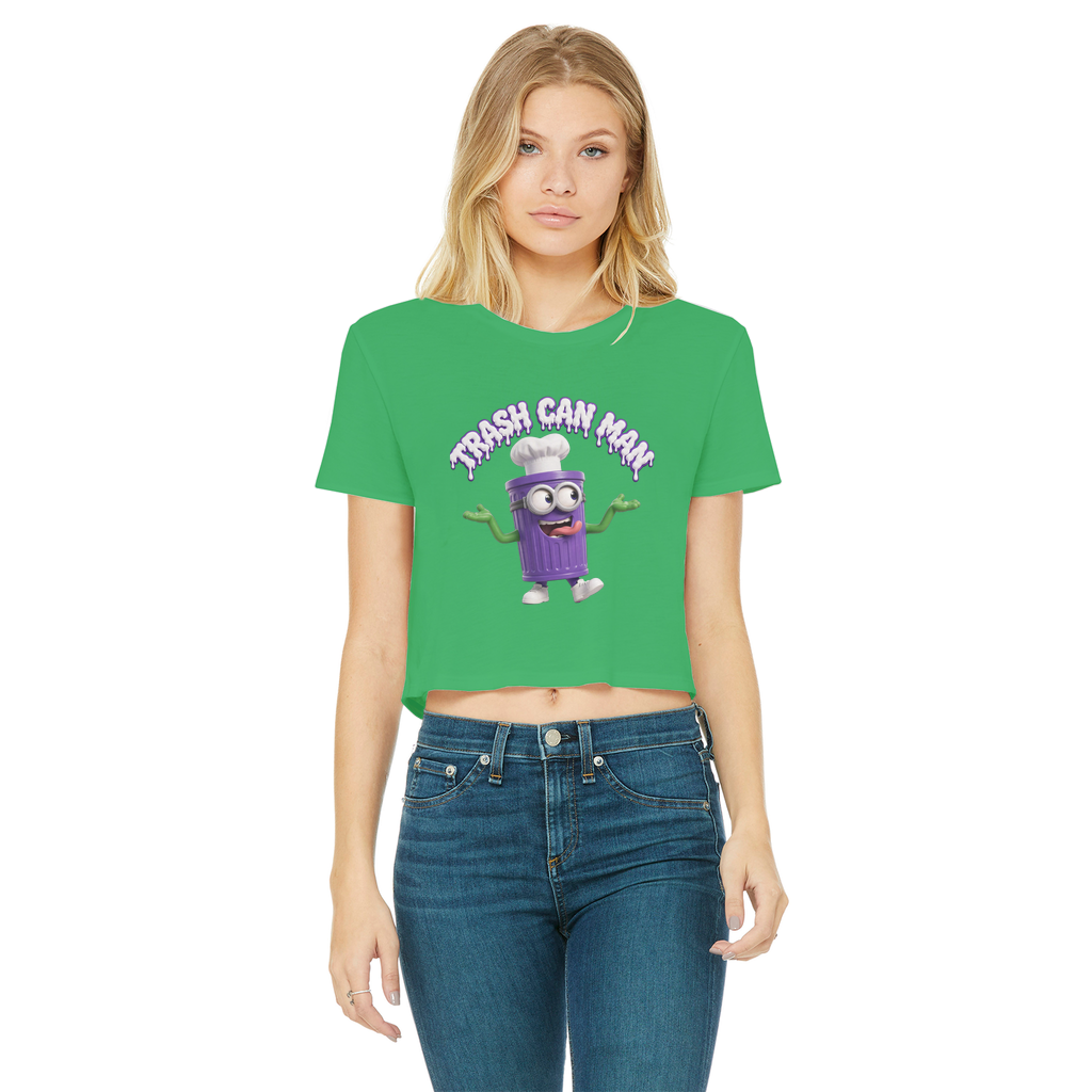TRASH CAN MAN Classic Women's Cropped Raw Edge T-Shirt