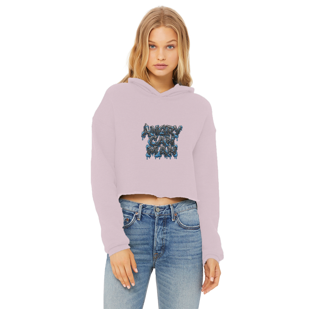 ANGRY CAN MAN 2.0 Ladies Cropped Raw Edge Hoodie