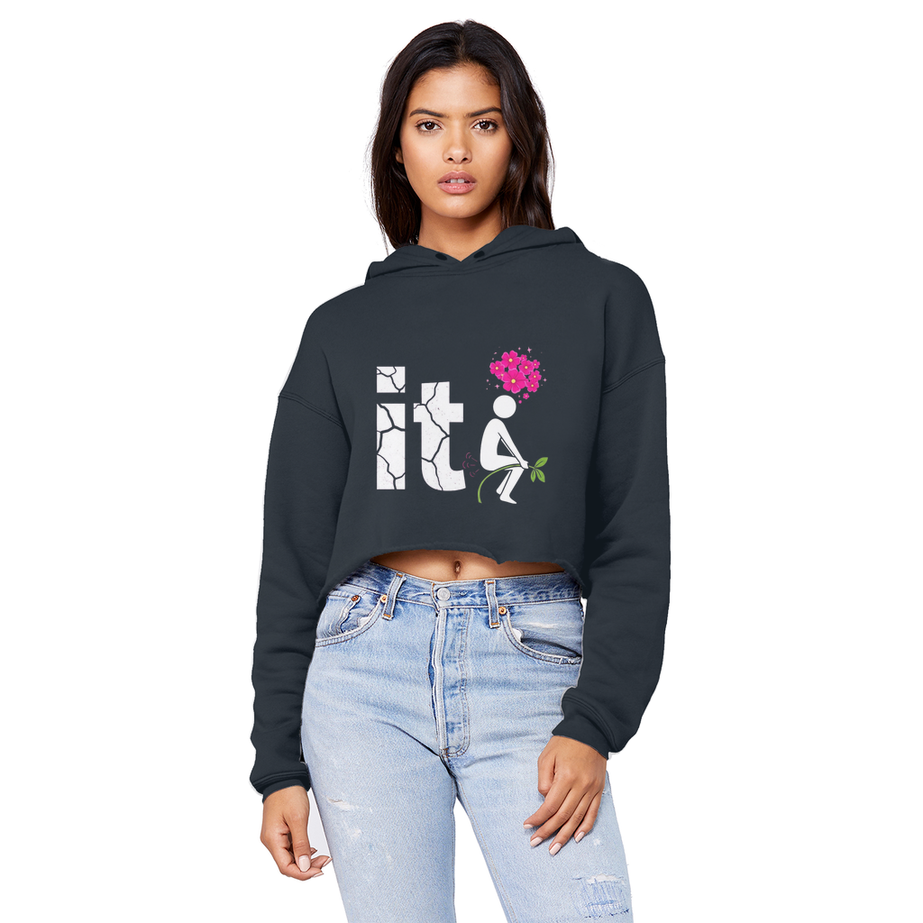 SARCASM 105 Cropped Raw Edge Boyfriend Hoodie