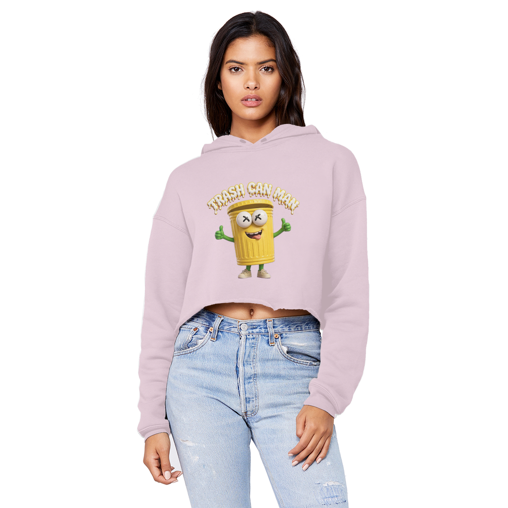 TRASH CAN MAN Cropped Raw Edge Boyfriend Hoodie