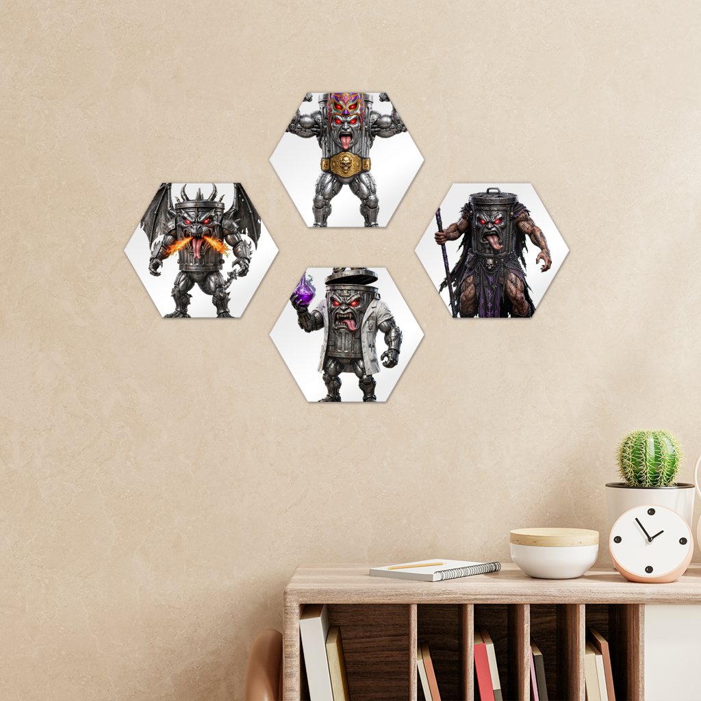 ANGRY CAN MAN 3.0 Hexagon Wall Tiles Set of 4